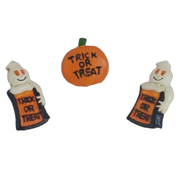Lot of 3 Halloween Pins Brooches Trick or Treat Ghosts Jack-O-lantern Pumpkin - Picture 2 of 6